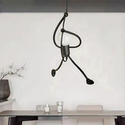 Lustre MODERNE, Type Pendule, FANTASIA, Figurine, 1xE27, Hauteur Ajustable, Noir