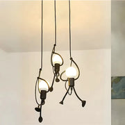 Lustre MODERNE, Type Pendule, FANTASIA, Figurine, 3xE27, Hauteur Ajustable, Noir