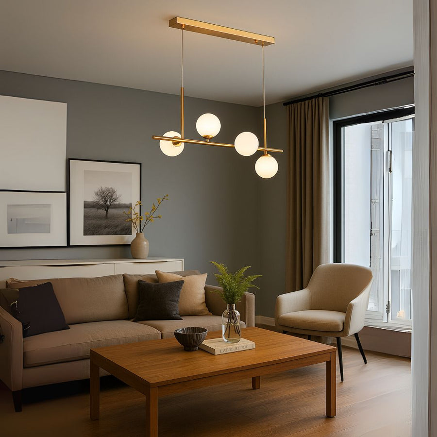 Lustre à ampoule moderne LOFT Pavilion, 4x G9, Or, Métal, Hauteur réglable