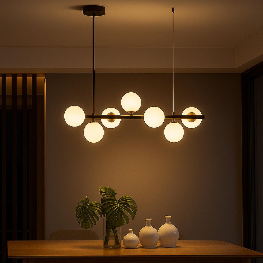 Lustra cu bec moderna LOFT Pavilion, 7x G9, Negru, Metal, Inaltime Reglabila Lustre Moderne Default Title Alessandro Design