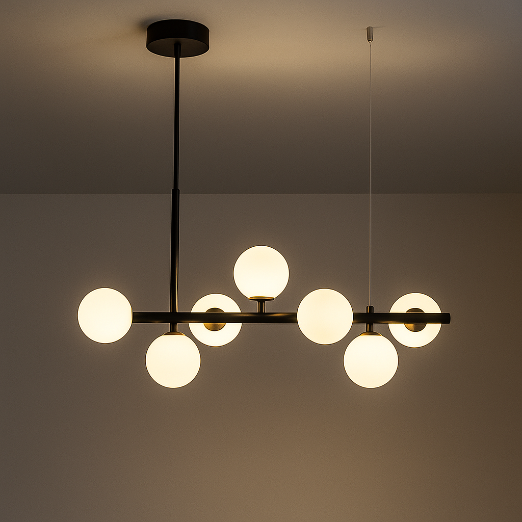 Lustra cu bec moderna LOFT Pavilion, 7x G9, Negru, Metal, Inaltime Reglabila Lustre Moderne Default Title Alessandro Design