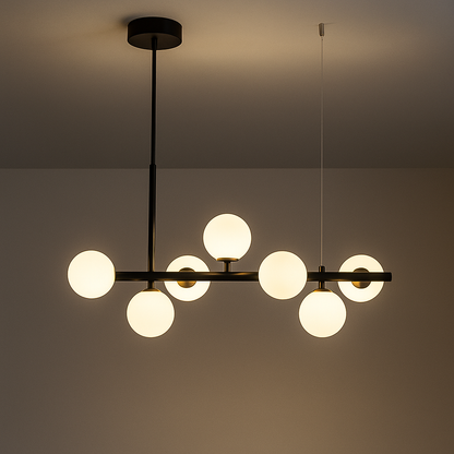Lustra cu bec moderna LOFT Pavilion, 7x G9, Negru, Metal, Inaltime Reglabila Lustre Moderne Default Title Alessandro Design