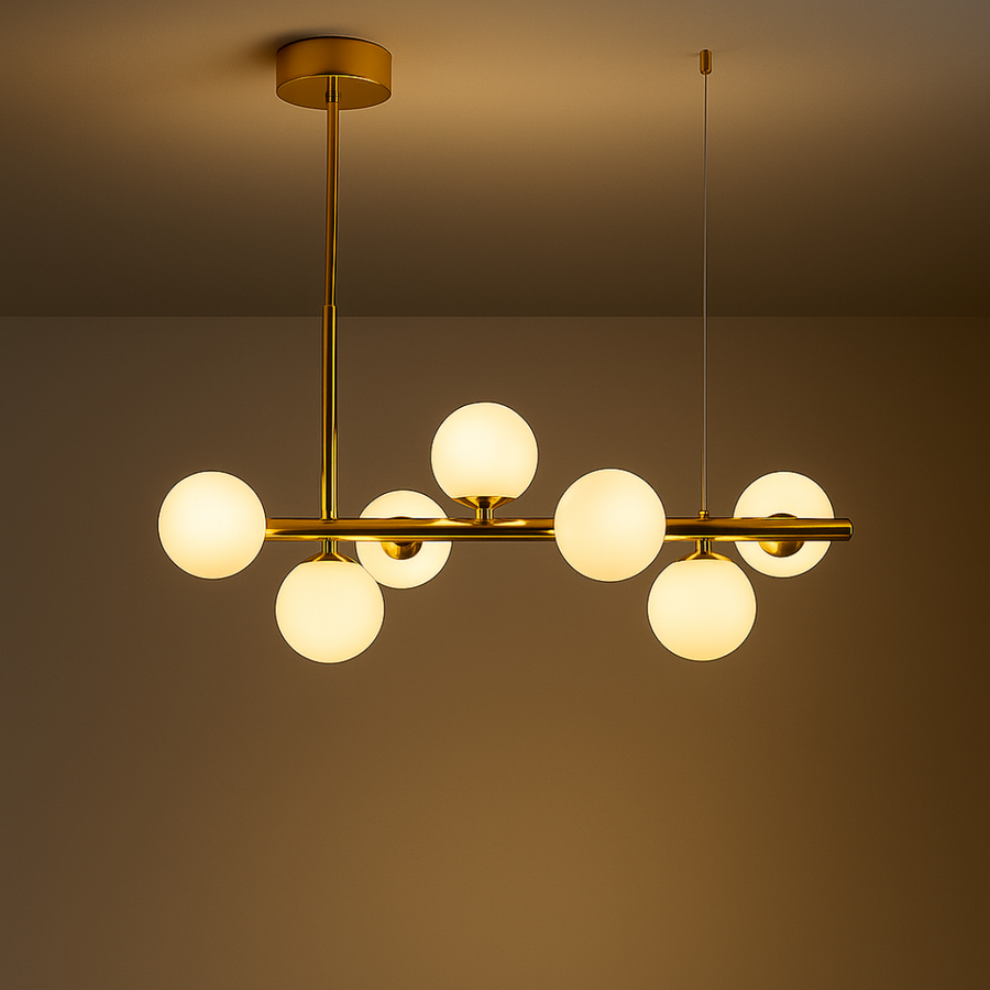 Lustre à ampoule moderne LOFT Pavilion, 7x G9, Or, Métal, Hauteur réglable