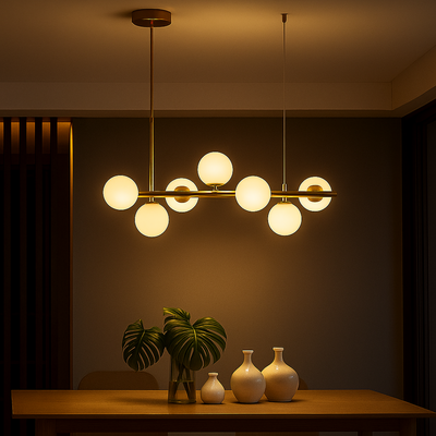 Lustre à ampoule moderne LOFT Pavilion, 7x G9, Or, Métal, Hauteur réglable