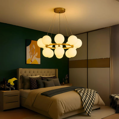 Lustre de chambre LOFT, 15x G9, or blanc, métal, hauteur réglable, moderne