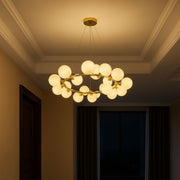 Lustre de chambre LOFT, 15x G9, or blanc, métal, hauteur réglable, moderne