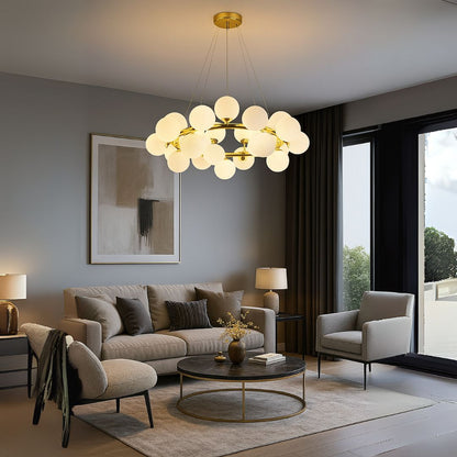 Lustre de chambre LOFT, 25x G9, or blanc, métal, hauteur réglable, moderne