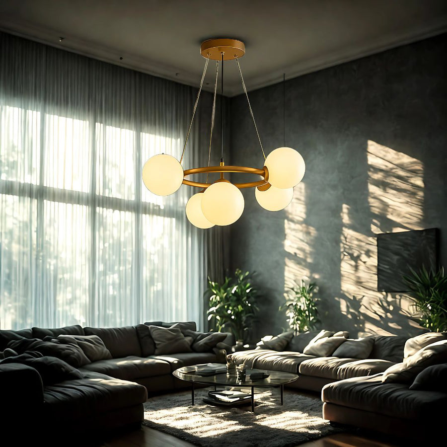 Lustre de chambre LOFT, 5x G9, or blanc, métal, hauteur réglable, moderne