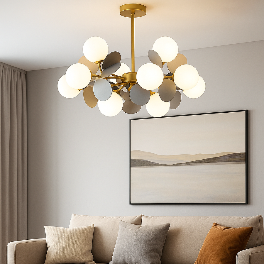 Lustre suspendu SVEN, 15x G9, Gris