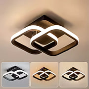 VERTEX Matrix LED Lustre Chevauchement Losanges, Cadres Métalliques, 24W, 2 Losanges, Lumière Froid/Chaud/Neutre 3000K/4000K/6000K, Noir, Métal et Silicium