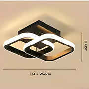 VERTEX Matrix LED Lustre Chevauchement Losanges, Cadres Métalliques, 24W, 2 Losanges, Lumière Froid/Chaud/Neutre 3000K/4000K/6000K, Noir, Métal et Silicium