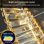 Lustre LED avec télécommande et cristal LUIGI, 35W, Lumière Froide/Chaude/Neutre, Dimmable, Or