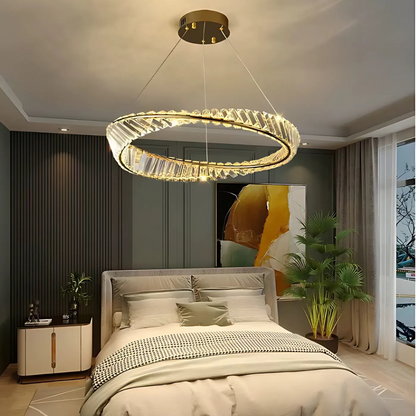 Lustre LED avec télécommande et cristal LUIGI, 35W, Lumière Froide/Chaude/Neutre, Dimmable, Or