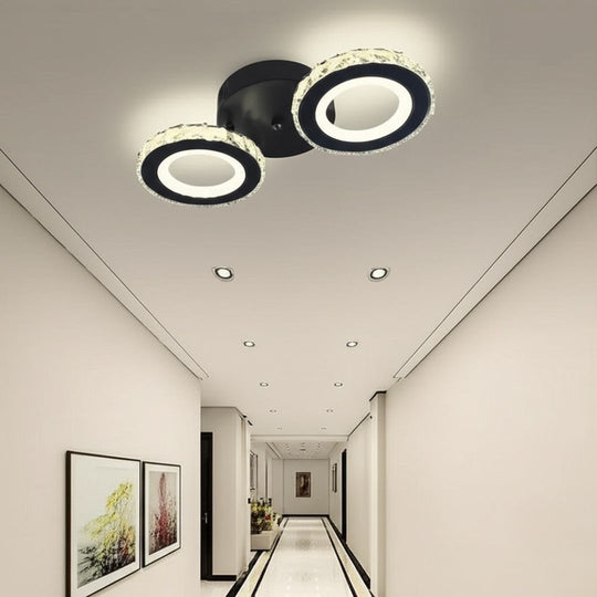 Lustre LED avec télécommande et cristal NOVA ROTONDA 32W, 2 Cercles, Lumière Froid/Chaude/Neutre, Dimmable, Lustres LED en Cristal Noir Default Title Alessandro Design