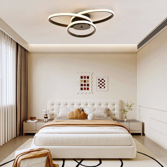 Lustre LED avec télécommande ECATERINA 59W, Lumière Froide/Chaude/Neutre, Dimmable, Noir, Hauteur Réglable