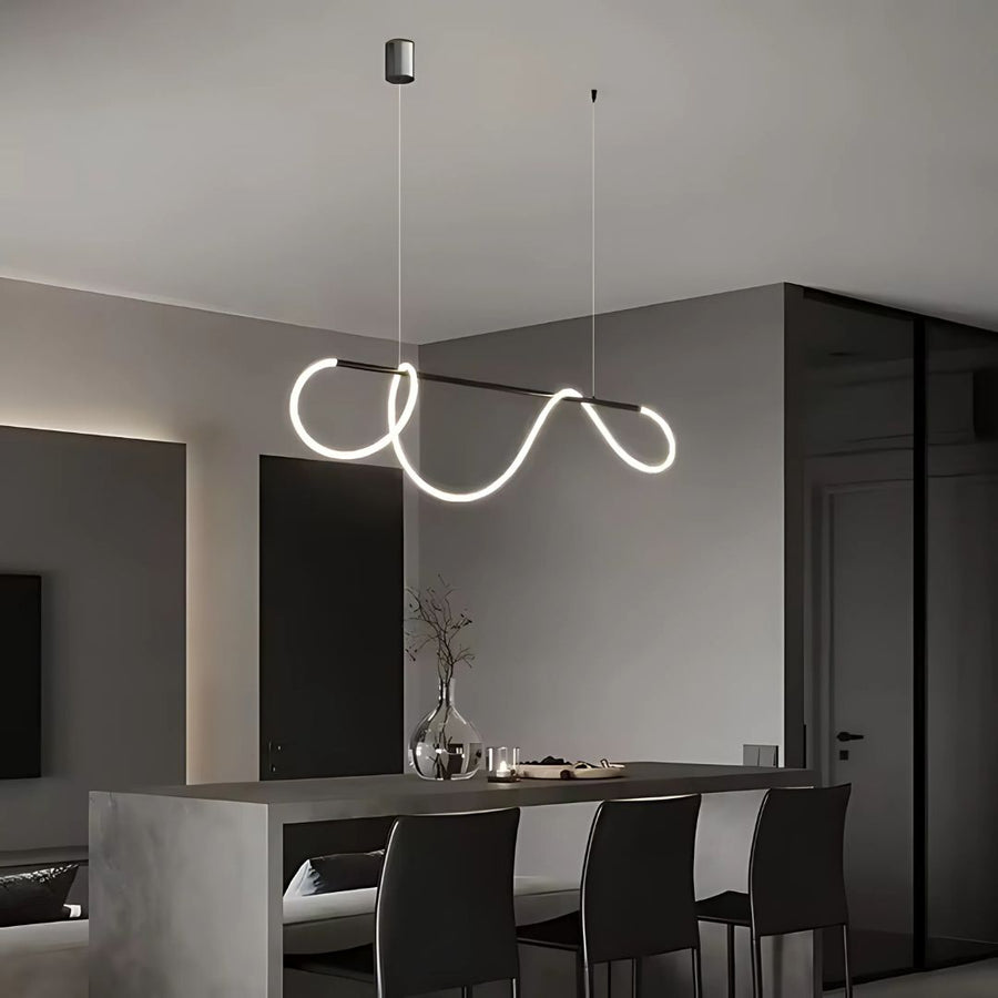 DIVINO Lustre LED avec Tube Flexible en Silicone - 24W, Lumière Orientable, Noir Mat