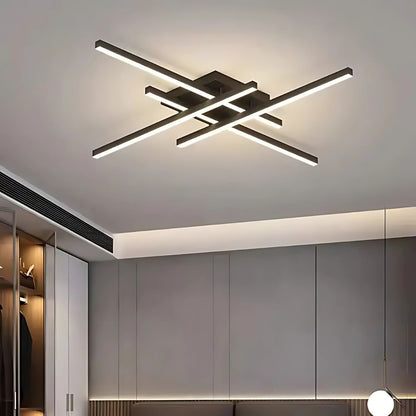 Lustre LED avec télécommande LINEX, 43W, 4 éléments, Linéaire, Lumière Froide/Chaude/Neutre, Dimmable, Noir