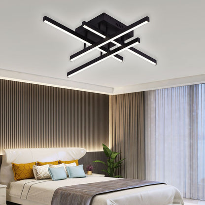 Lustre LED avec télécommande LINEX, 43W, 4 éléments, Linéaire, Lumière Froide/Chaude/Neutre, Dimmable, Noir