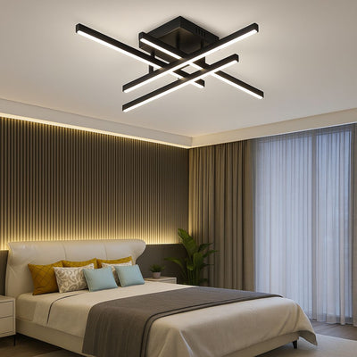 Lustre LED avec télécommande LINEX, 43W, 4 éléments, Linéaire, Lumière Froide/Chaude/Neutre, Dimmable, Noir