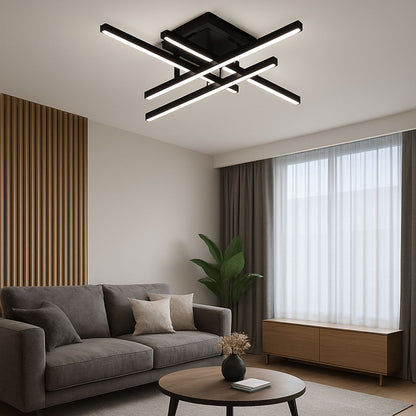 Lustre LED avec télécommande LINEX, 43W, 4 éléments, Linéaire, Lumière Froide/Chaude/Neutre, Dimmable, Noir