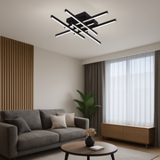 Lustre LED avec télécommande LINEX, 81W, 6 éléments, Linéaire, Lumière Froide/Chaude/Neutre, Gradable, Noir