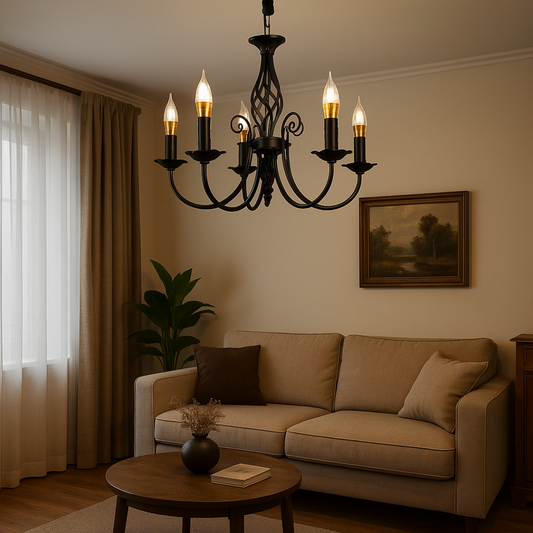 Lustre Perla, 5xE14, Noir, Hauteur réglable