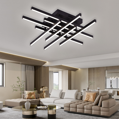 Lustre LED avec télécommande LINEX, 108W, 8 éléments, Lumière Froide/Chaude/Neutre, Dimmable, Noir