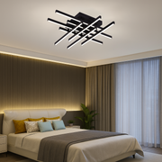 Lustre LED avec télécommande LINEX, 108W, 8 éléments, Lumière Froide/Chaude/Neutre, Dimmable, Noir