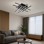 Lustre LED avec télécommande LINEX, 108W, 8 éléments, Lumière Froide/Chaude/Neutre, Dimmable, Noir