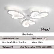 Lustre LED avec télécommande BLOSSOM 43W, 3 pétales, Lumière froide/chaude/neutre, Dimmable, Blanc