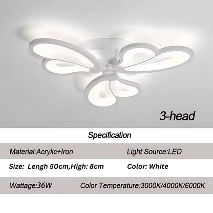 Lustre LED avec télécommande BLOSSOM 43W, 3 pétales, Lumière froide/chaude/neutre, Dimmable, Blanc