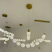 Lustre LED suspendu avec télécommande FAUSTO, 48W, Lumière Froid/Chaud/Neutre, Gradable, Réglable en Hauteur, Doré