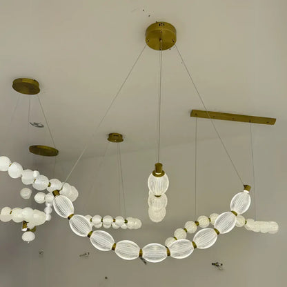 Lustre LED suspendu avec télécommande FAUSTO, 48W, Lumière Froid/Chaud/Neutre, Gradable, Réglable en Hauteur, Doré