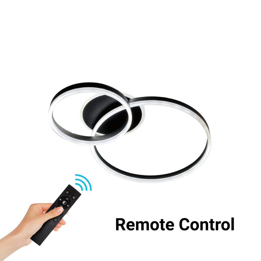 Lustre LED avec télécommande RINOVA 66W, 2 Cercles, Lumière Froide/Chaude/Neutre, Dimmable, Noir