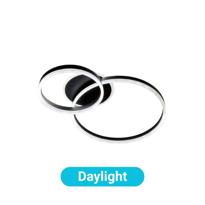 Lustre LED avec télécommande RINOVA 66W, 2 Cercles, Lumière Froide/Chaude/Neutre, Dimmable, Noir