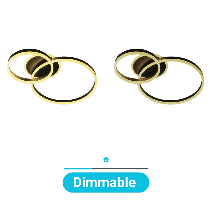 Lustre LED avec télécommande RINOVA 66W, 2 Cercles, Lumière Froide/Chaude/Neutre, Dimmable, Noir