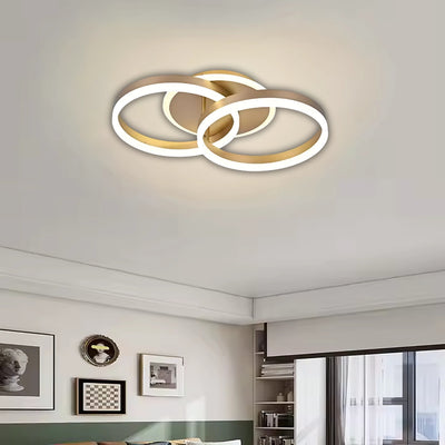 Lustre LED avec télécommande RINOVA 41W, 2 Cercles, Lumière Froide/Chaude/Neutre, Dimmable, Doré