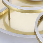 RINOVA Lustre LED avec télécommande, 5 cercles, 137W, Lumière Chaude/Froide/Neutre, Intensité Variable, Or