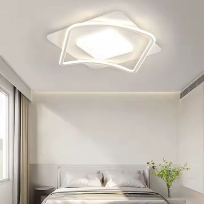 Lustre LED avec télécommande MODERNO 53W, 2 Carrés, Lumière Froide/Chaude/Neutre, Dimmable, Blanc