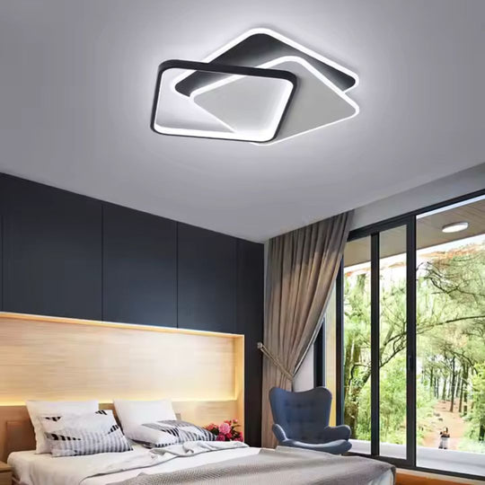 Lustre LED avec télécommande OBLICO 120W, 3 carrés, Lumière Froide/Chaude/Neutre, Dimmable, Noir Lustres LED avec télécommande Default Title Alessandro Design