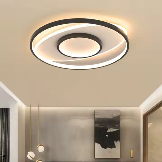 Lustre LED avec télécommande FIGURATO, 120W, 3 Cercles, Lumière Froide/Chaude/Neutre, Dimmable, Noir
