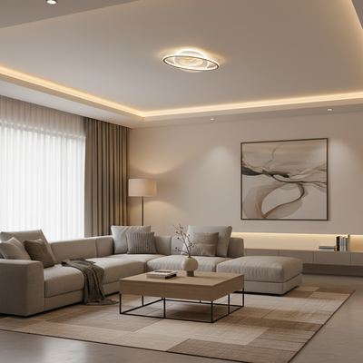 Lustre LED avec télécommande VOLTA 125W, Ovale, Lumière Froide/Chaude/Neutre, Dimmable, Noir
