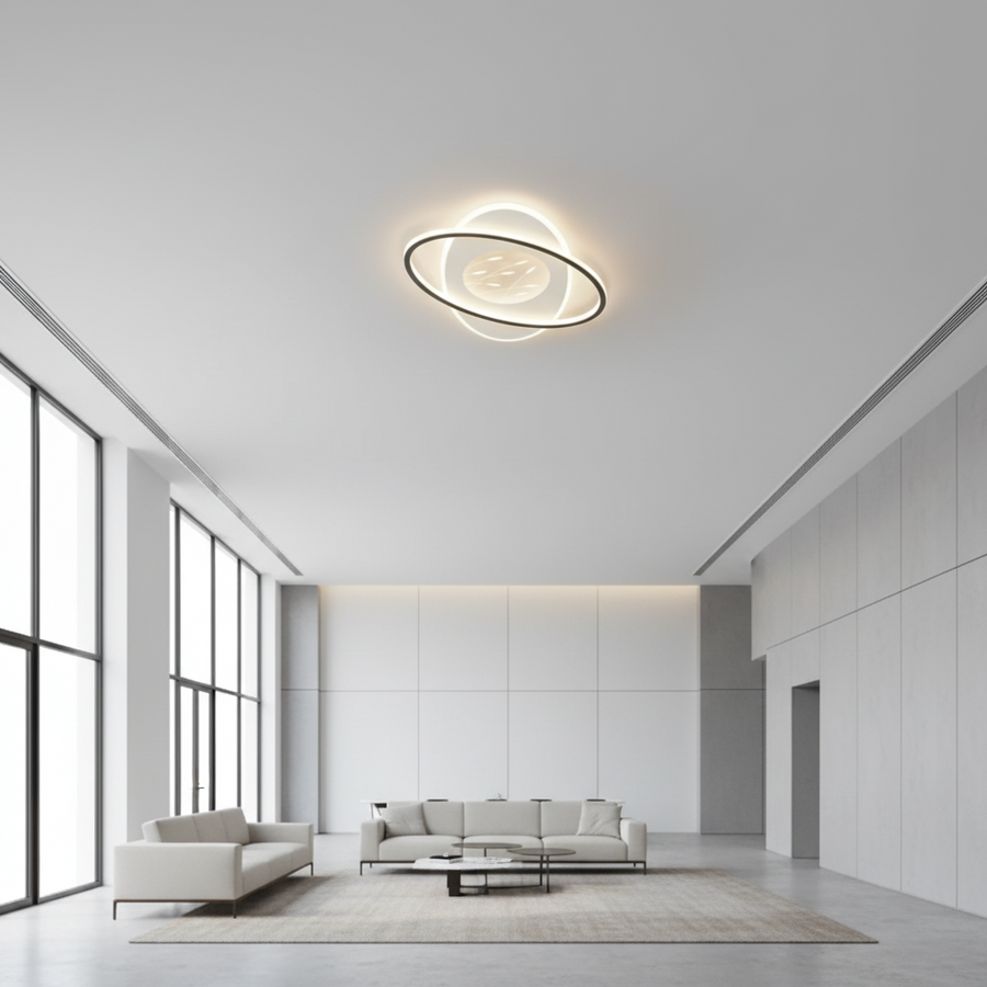 Lustre LED avec télécommande VOLTA 125W, Ovale, Lumière Froide/Chaude/Neutre, Dimmable, Noir