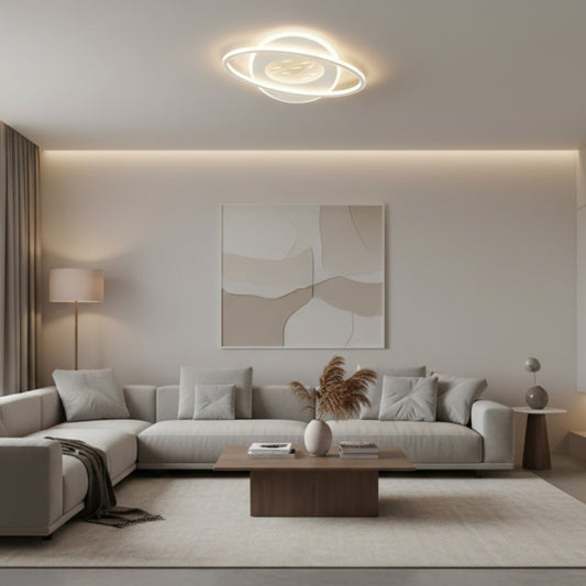 Lustre LED avec télécommande VOLTA 125W, Ovale, Lumière Froide/Chaude/Neutre, Dimmable, Blanc