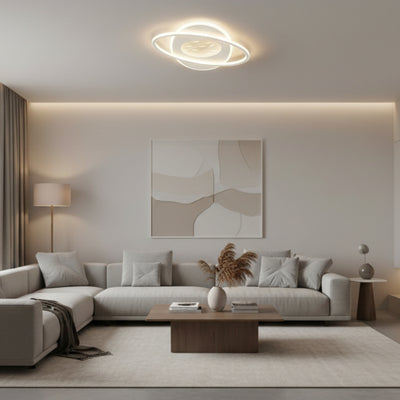 Lustre LED avec télécommande VOLTA 125W, Ovale, Lumière Froide/Chaude/Neutre, Dimmable, Blanc