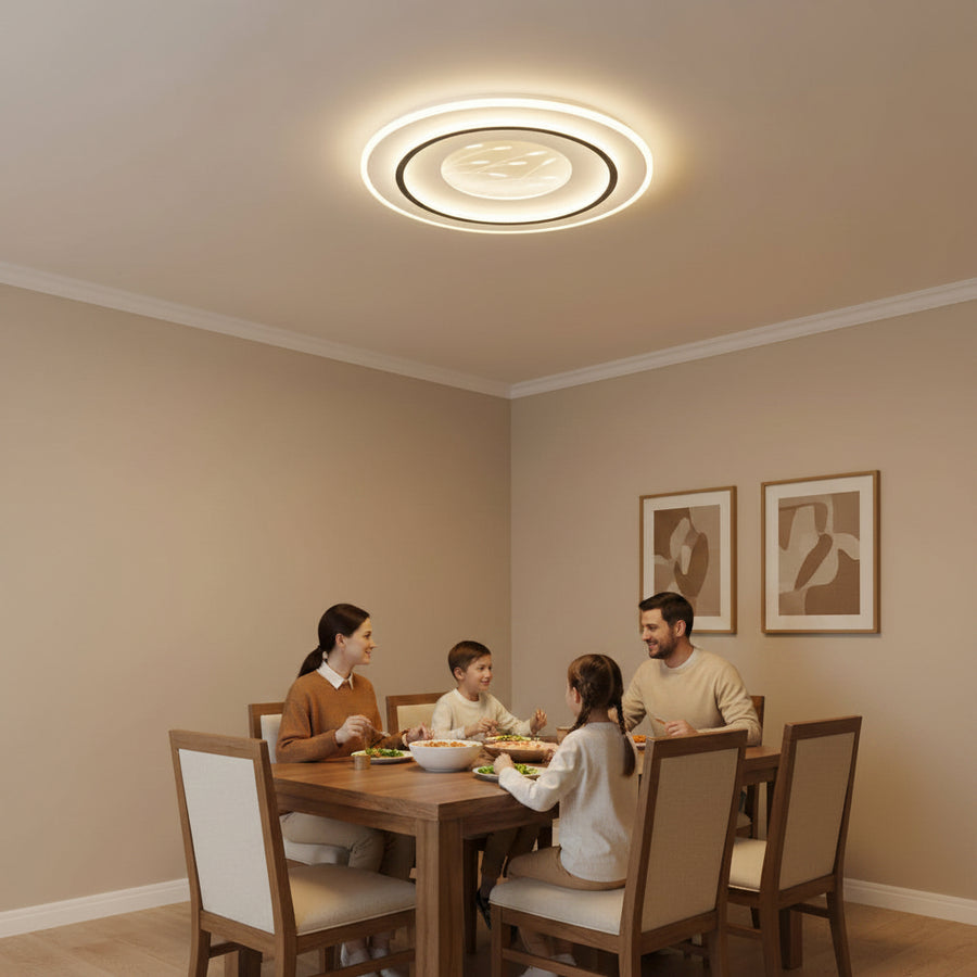 Lustre LED avec télécommande LINEA 125W, Rond, Lumière Froide/Chaude/Neutre, Dimmable, Noir