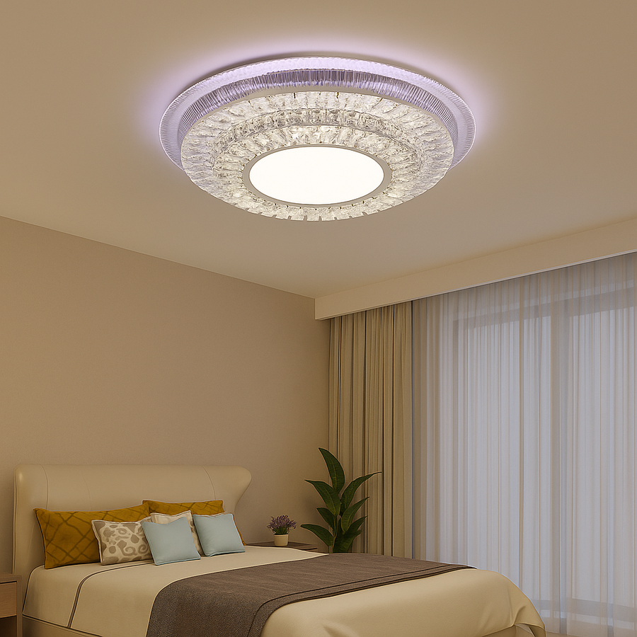 Lustre LED avec télécommande MIRALUX RGB, 70W, Lumière Bleue/Froide/Chaude, Dimmable, Blanc