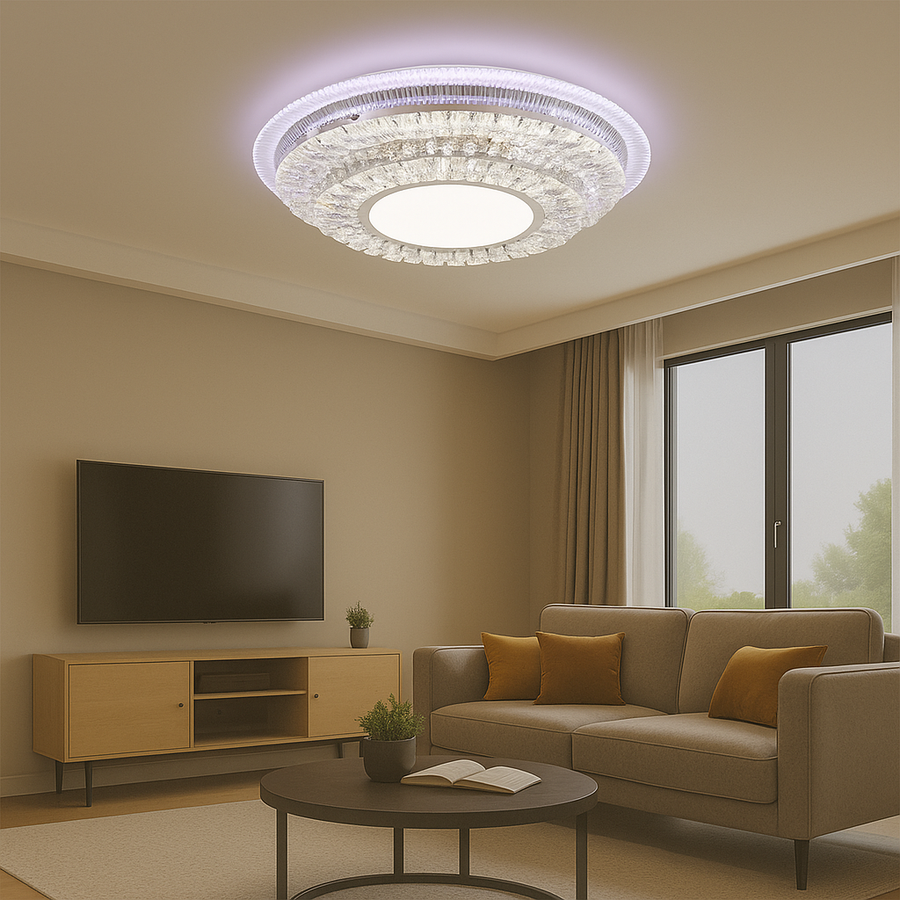 Lustre LED avec télécommande MIRALUX RGB, 70W, Lumière Bleue/Froide/Chaude, Dimmable, Blanc