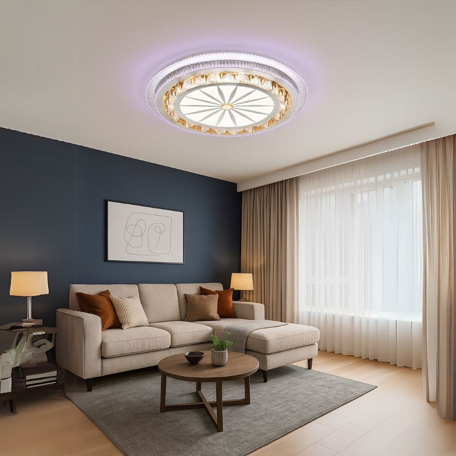 Lustre LED avec télécommande DAVIDE RGB 70W, Lumière Bleue/Froide/Chaude, Dimmable, Blanc