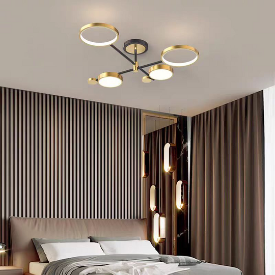 Lustre LED avec télécommande MARIA, 4 éléments, 22 W, lumière chaude/froide/neutre, variable, lustres LED dorés avec télécommande Titre par défaut Alessandro Design